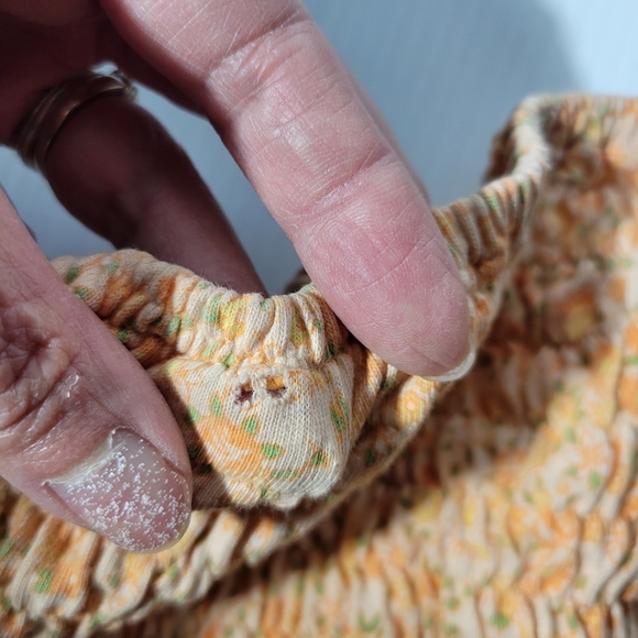 ❤️ 3 for $35 Ralph Lauren smocked tube crop sleeveless top orange floral small - Picture 4 of 6